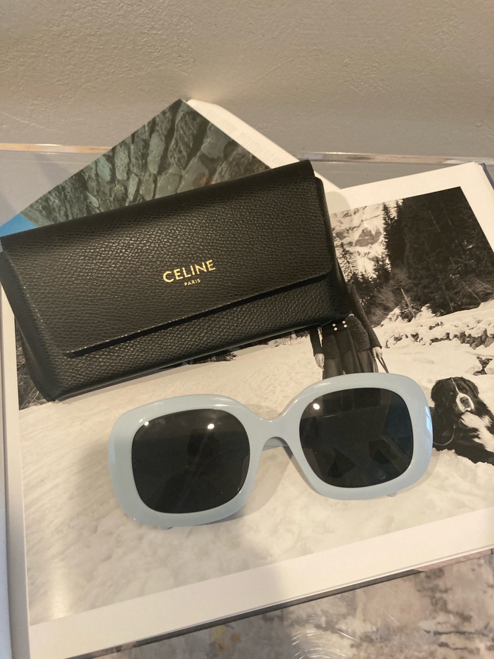 Celine Light Blue Frame Sunglasses with Black Lenses